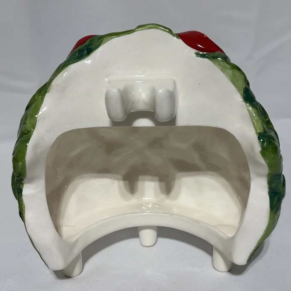 VTG 1998 Bathelle Christmas Toilet Brush Holder & Brush Ceramic Holiday‎ New
